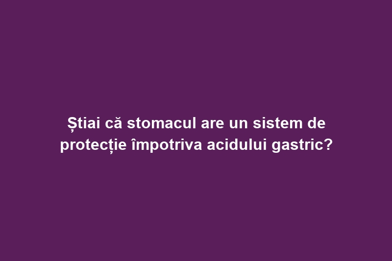 Știai că stomacul are un sistem de protecție împotriva acidului gastric?