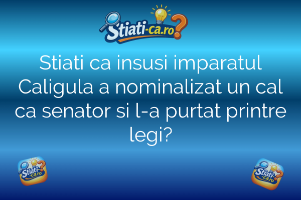 Stiati ca insusi imparatul Caligula a nominalizat un cal ca senator si l-a purtat printre legi?