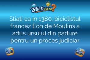 Stiati ca in 1380, biciclistul francez Eon de Moulins a adus ursului din padure pentru un proces judiciar