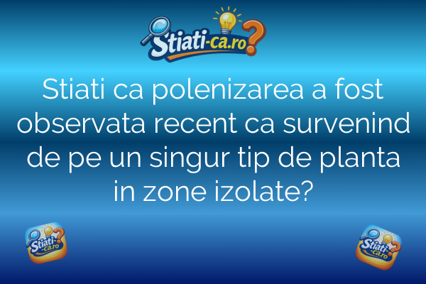 Stiati ca polenizarea a fost observata recent ca survenind de pe un singur tip de planta in zone izolate?
