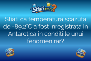 Stiati ca temperatura scazuta de -89,2°C a fost inregistrata in Antarctica in conditiile unui fenomen rar?