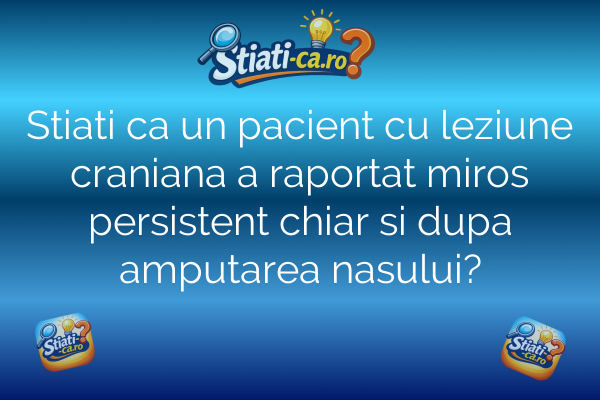 Stiati ca un pacient cu leziune craniana a raportat miros persistent chiar si dupa amputarea nasului?