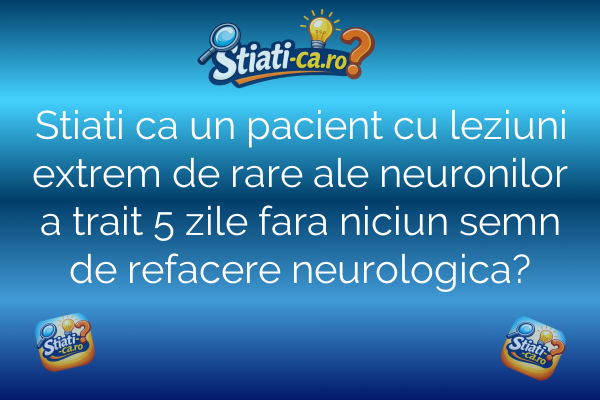 Stiati ca un pacient cu leziuni extrem de rare ale neuronilor a trait 5 zile fara niciun semn de refacere neurologica?