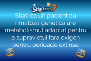 Stiati ca un pacient cu rimatoza genetica are metabolismul adaptat pentru a supravietui fara oxigen pentru perioade extinse
