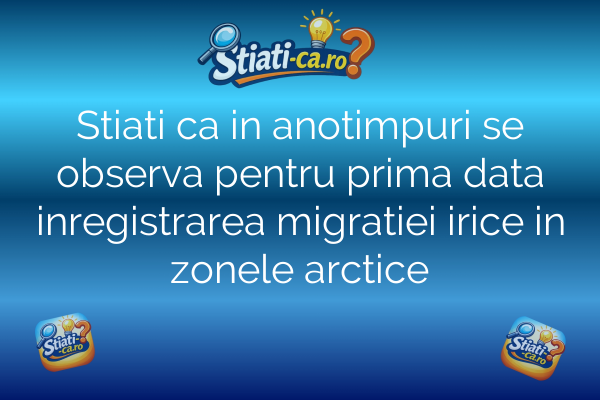 Stiati ca in anotimpuri se observa pentru prima data inregistrarea migratiei irice in zonele arctice