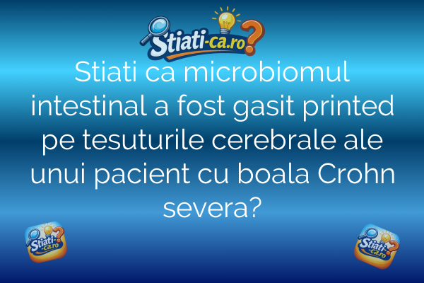 Stiati ca microbiomul intestinal a fost gasit printed pe tesuturile cerebrale ale unui pacient cu boala Crohn severa?